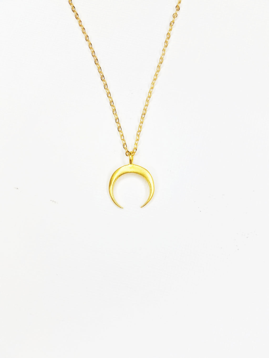 Necklace, gold filled cable chain, Naja crescent moon pendant, gold vermeil. 