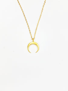 Necklace, gold filled cable chain, Naja crescent moon pendant, gold vermeil. 